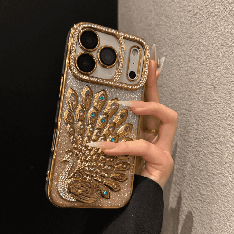 Kreative Galvanik-Pfau-Handyhülle (für iPhone-Serie)