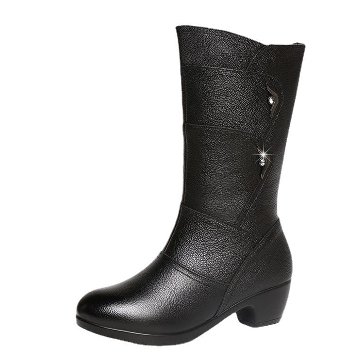 Damen Wadenhohe Plateau-Keilabsatz Stiefeletten