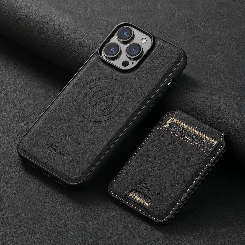 ChubbyArmor LuxeFlip - 2-in-1 Magnetic Leather Case with Detachable Wallet - Magsafe Compatible Flip Stand