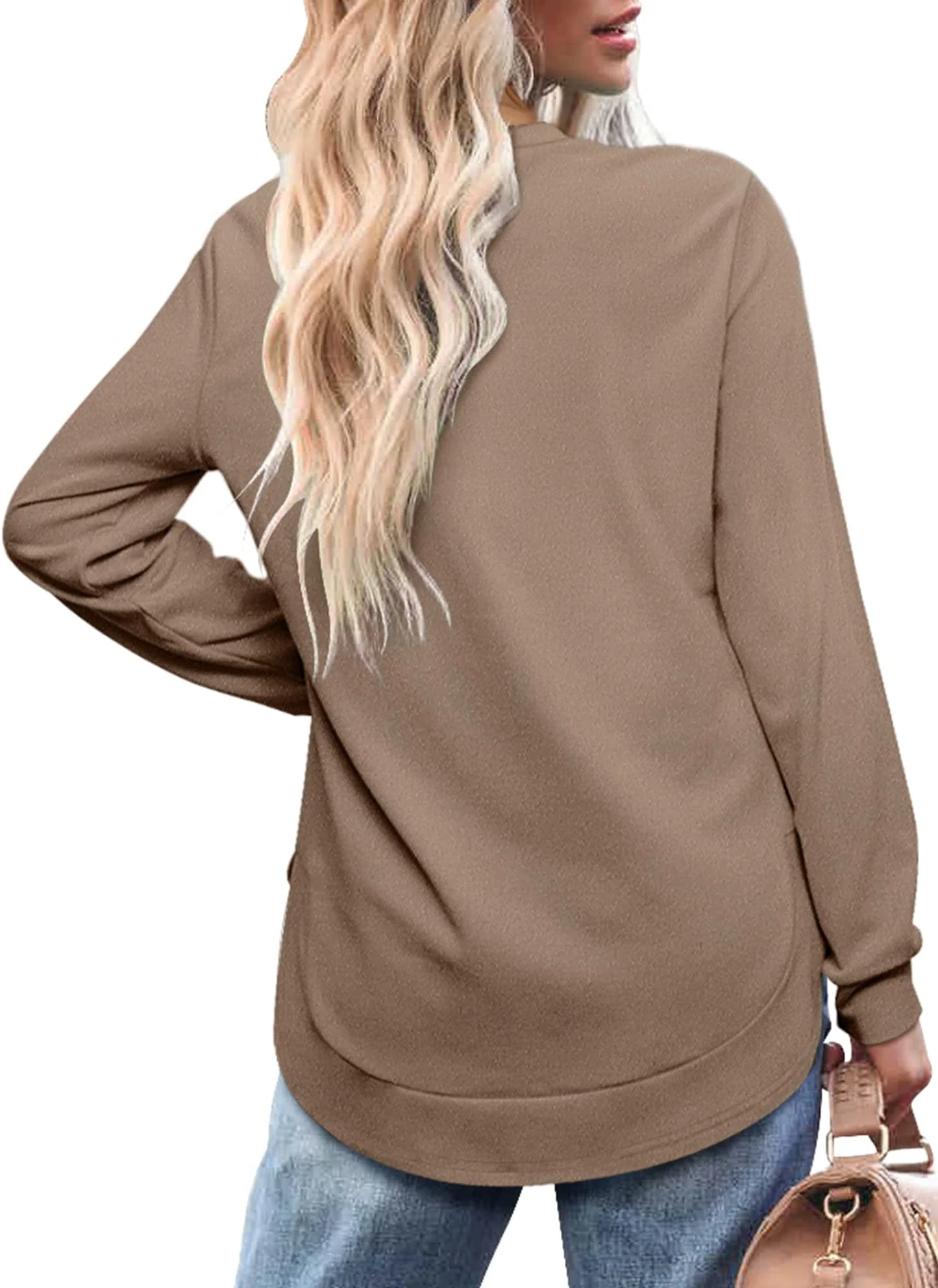 Women's High Low Curved Hem Tops