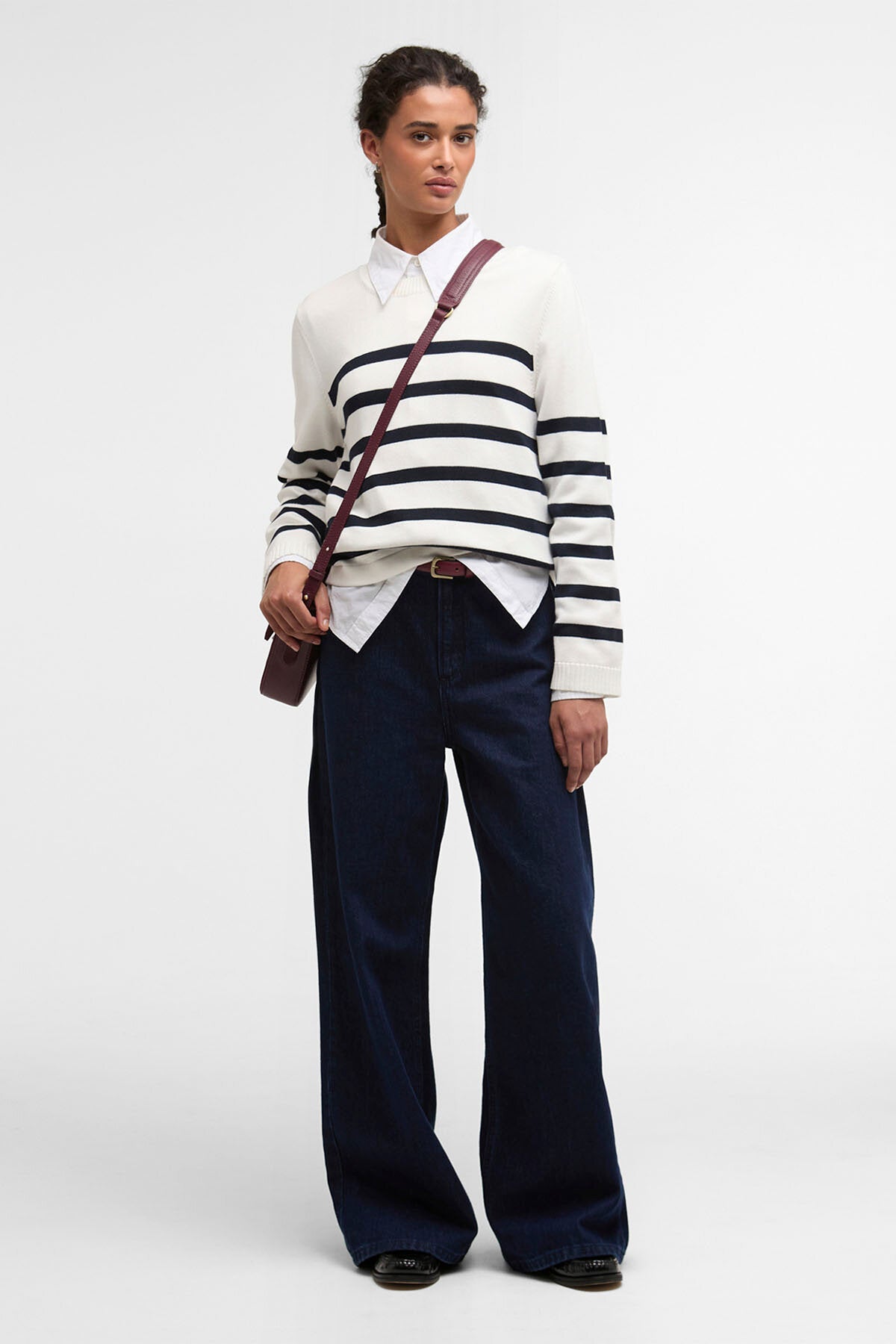 Fern Gestreifter Rundhals-Pullover