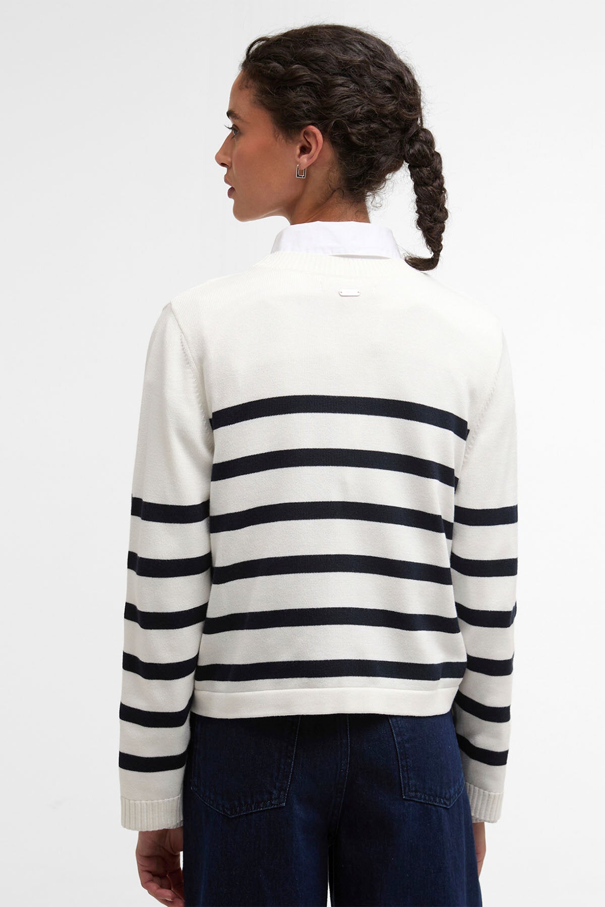 Fern Gestreifter Rundhals-Pullover