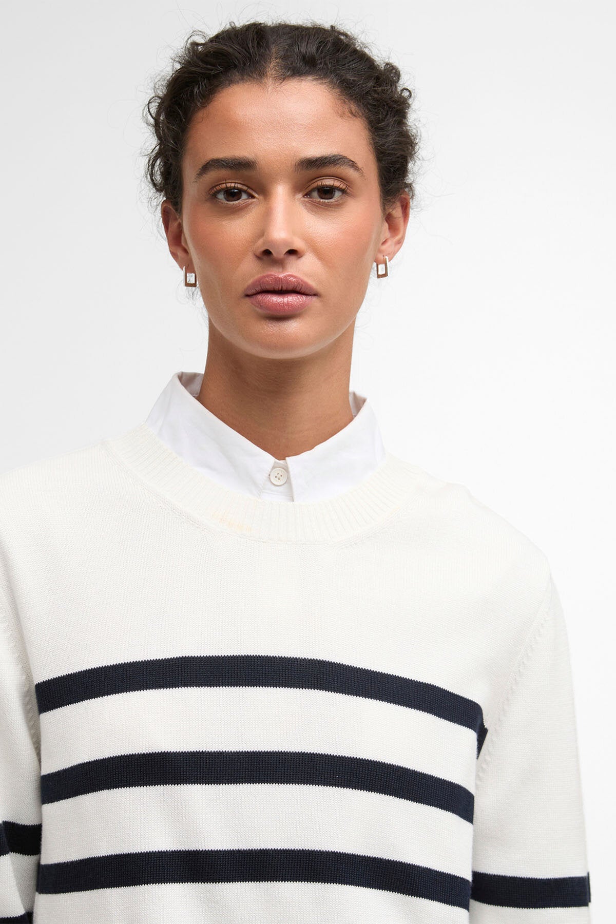 Fern Gestreifter Rundhals-Pullover