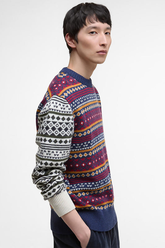 Patchwork Fair Isle Rundhalspullover