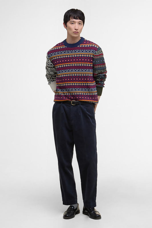 Patchwork Fair Isle Rundhalspullover