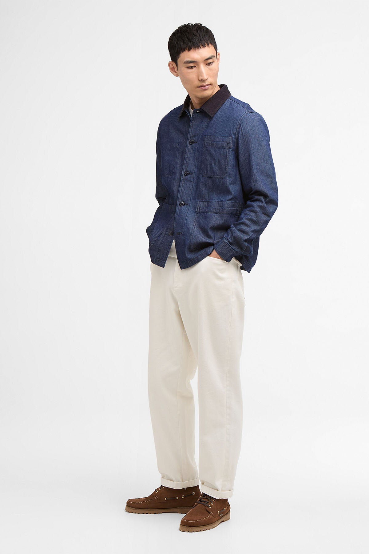Piligan Fischgrät-Denim-Overshirt