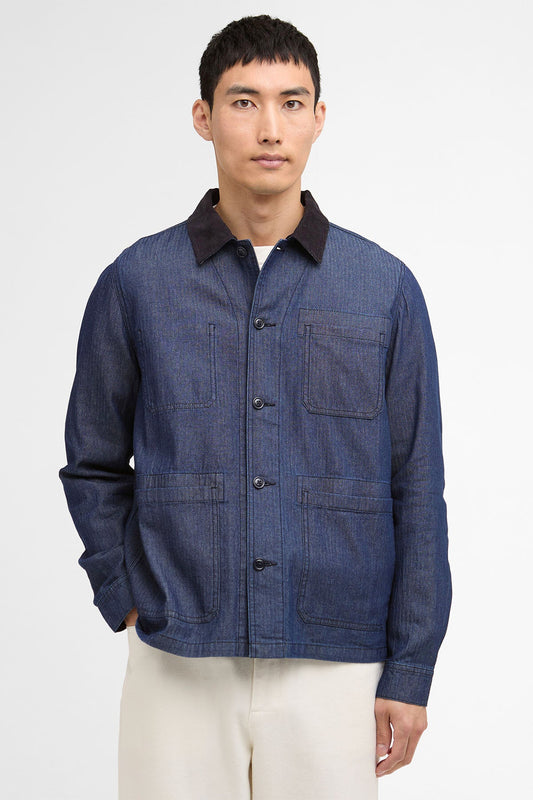 Piligan Fischgrät-Denim-Overshirt