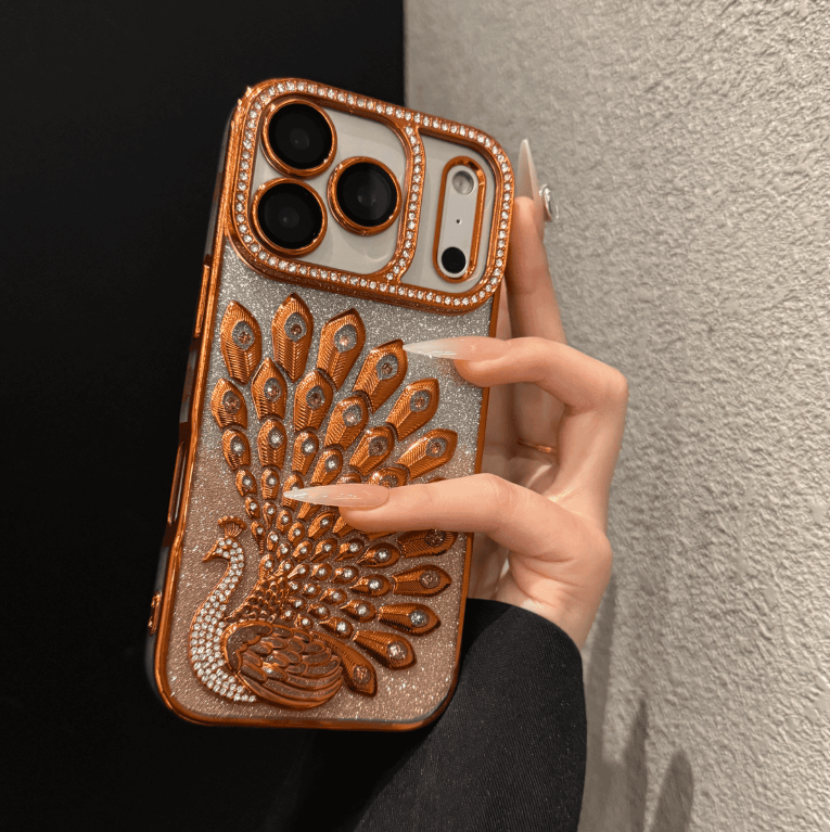 Kreative Galvanik-Pfau-Handyhülle (für iPhone-Serie)