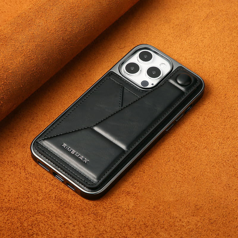 Full-cover Artificial Leather Case with Wristband Stand & Card Slot Suitable for iPhone Series