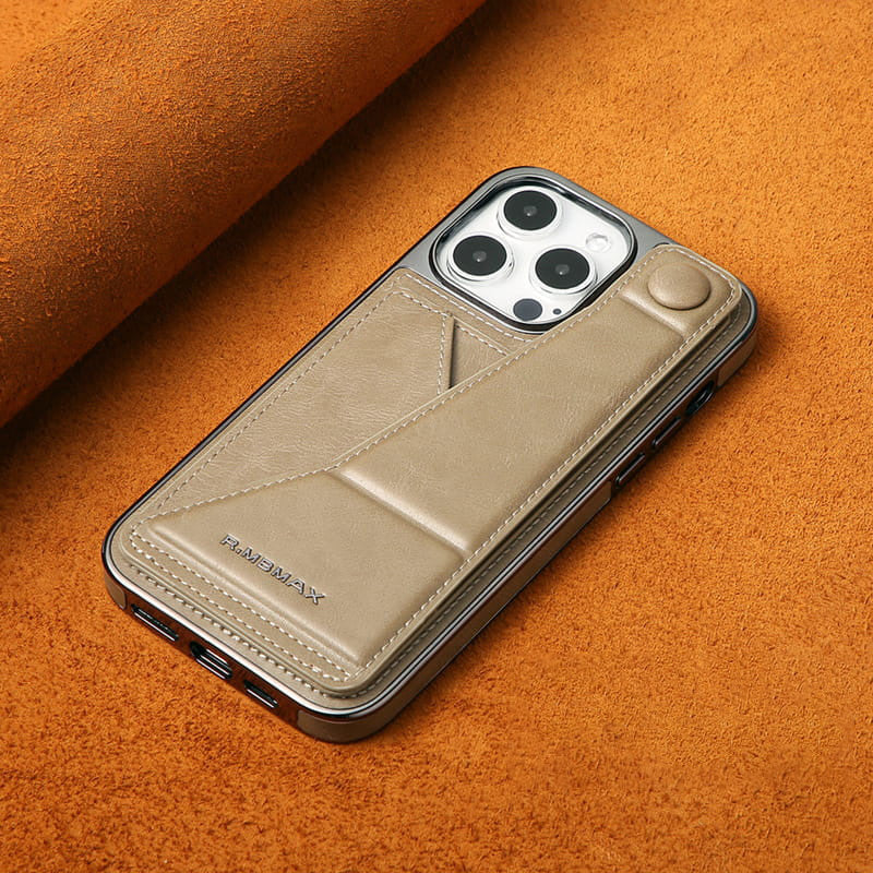 Full-cover Artificial Leather Case with Wristband Stand & Card Slot Suitable for iPhone Series